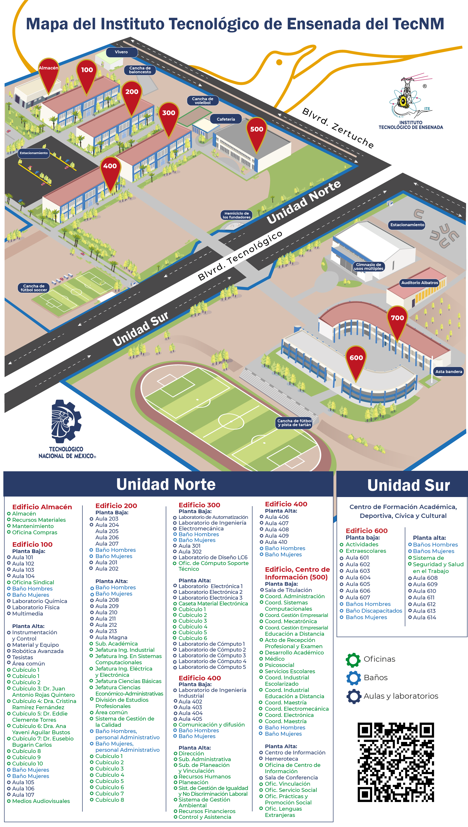 Mapa del Instituto Tecnológico de Ensenada del TecNM Tecnológico